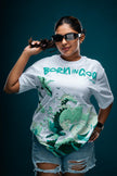 Born in Goa Sand and Sea puff print oversized t-shirt - White