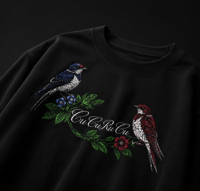 Cu Cu Ru Cu Full Embroidery Statement Tee