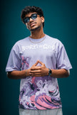 Born in Goa Sand and Sea puff print oversized t-shirt - Lilac