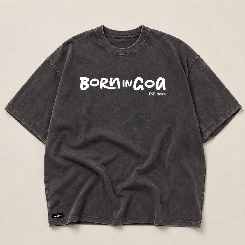 Born in Goa Essential Puff Print Black (Optic Wash)