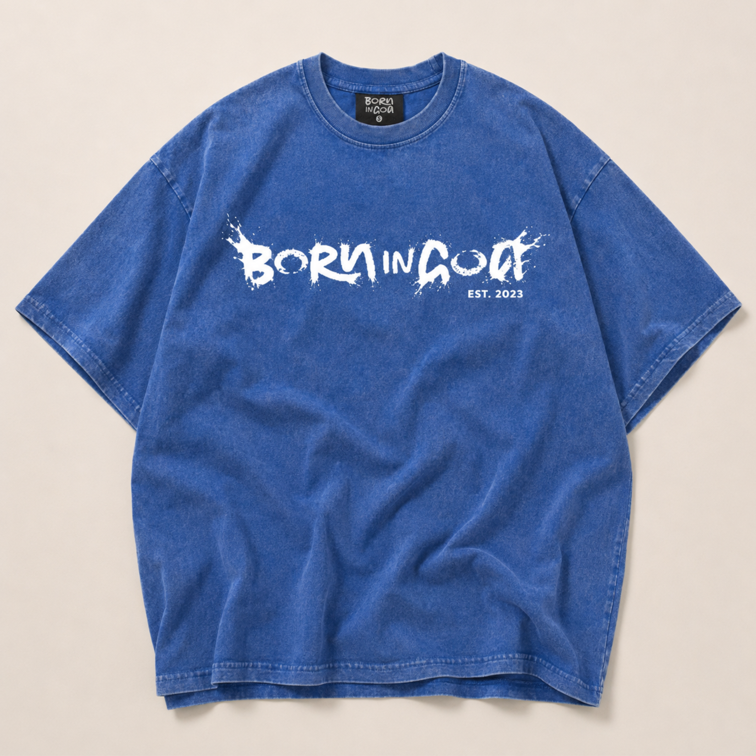 Born in Goa Splash Effect Puff Print (Optic Wash)