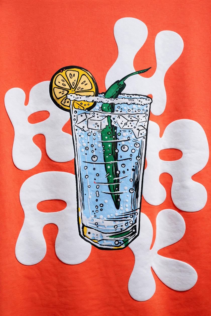 Urrak Signature Puff Print Oversized Tee - Coral