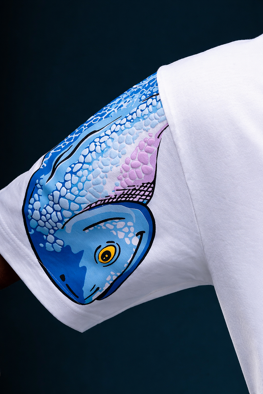 Puffer Fish Ultra Premium Oversized Graphic Tee - White