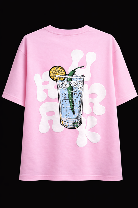 Urrak Puff Print Oversized Tshirt - Pink