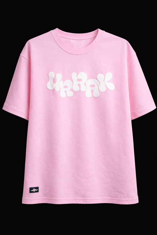 Urrak Signature Puff Print Oversized Tee - Pink