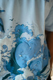 Born in Goa Sand and Sea puff print oversized t-shirt (Pale Blue)