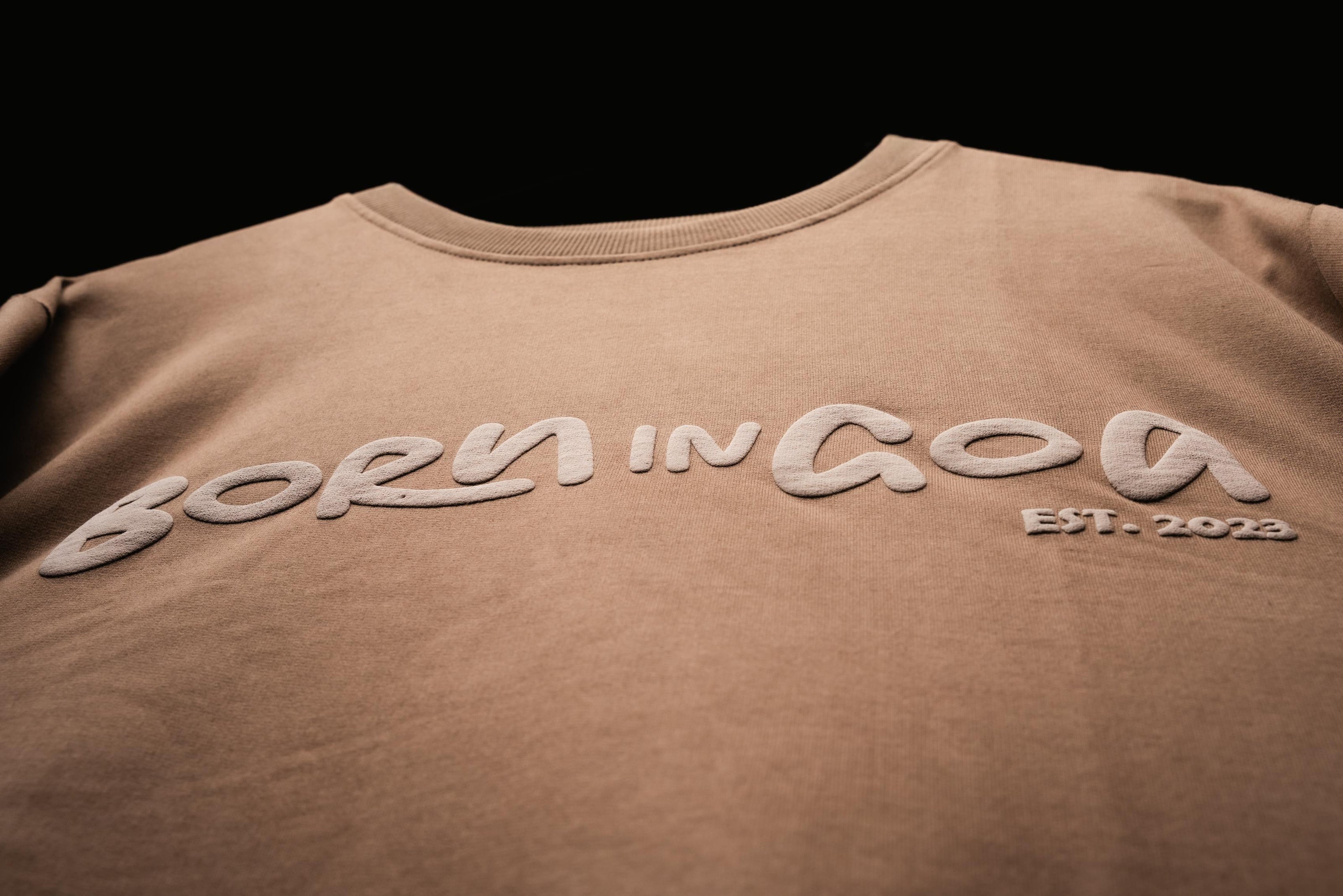 Born in Goa Essentials | Puff Print Unisex Fit Coffee Brown