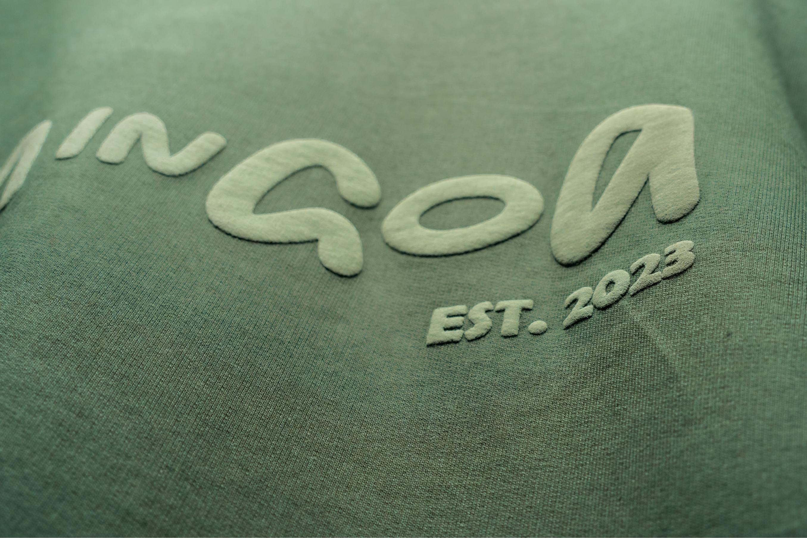 Born in Goa Essentials | Puff Print Unisex Fit Bottle Green