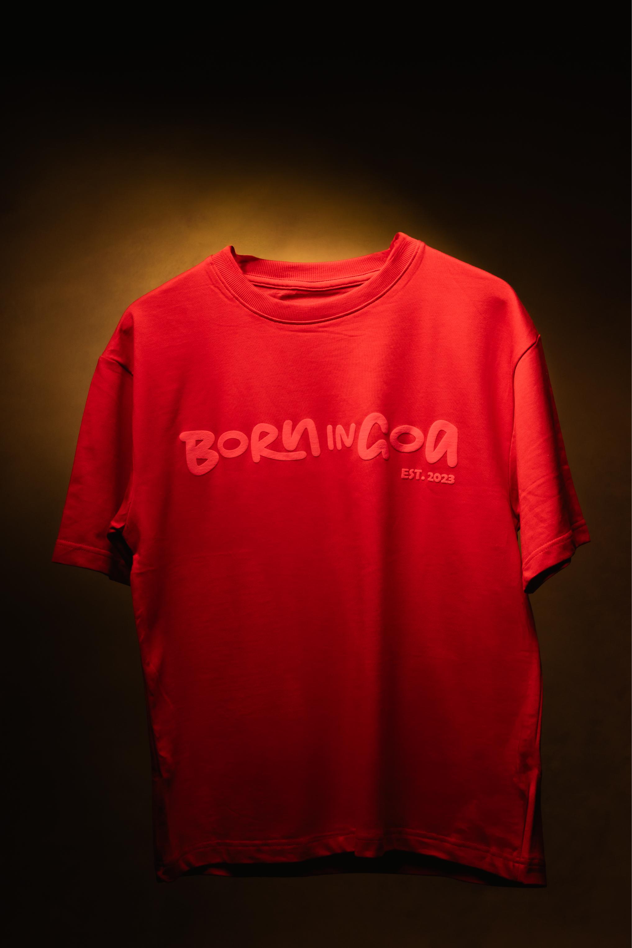 Born in Goa Essentials | Puff Print Unisex Fit Red