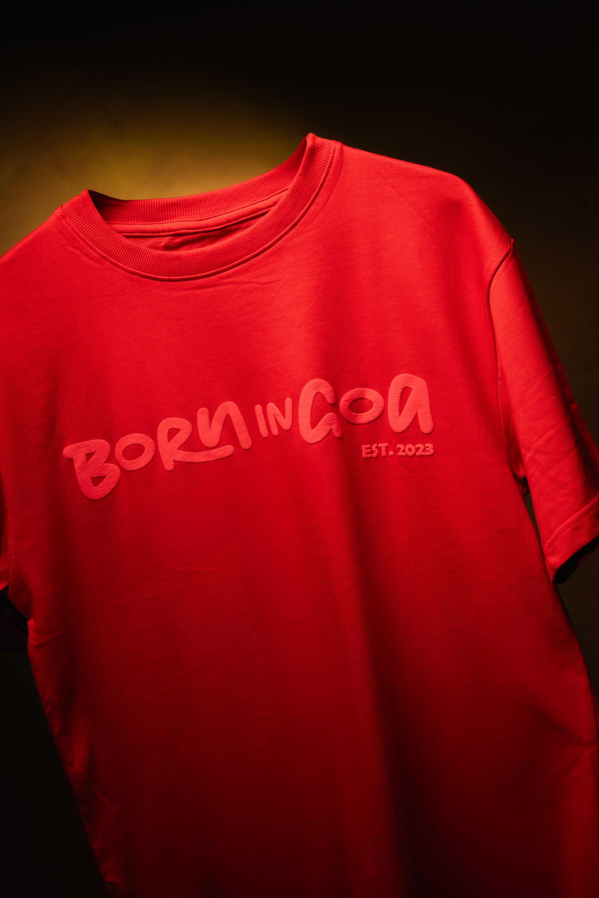 Born in Goa Essentials | Puff Print Unisex Fit Red