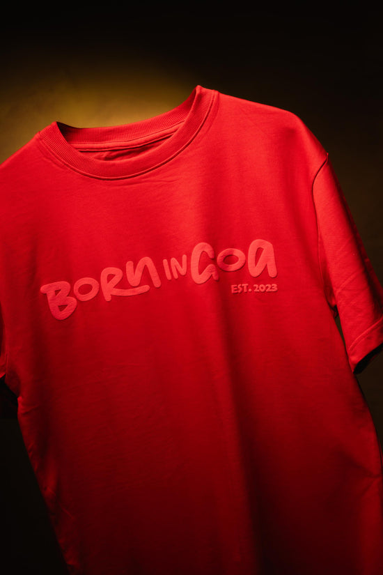 Born in Goa Essentials | Puff Print Unisex Fit Red