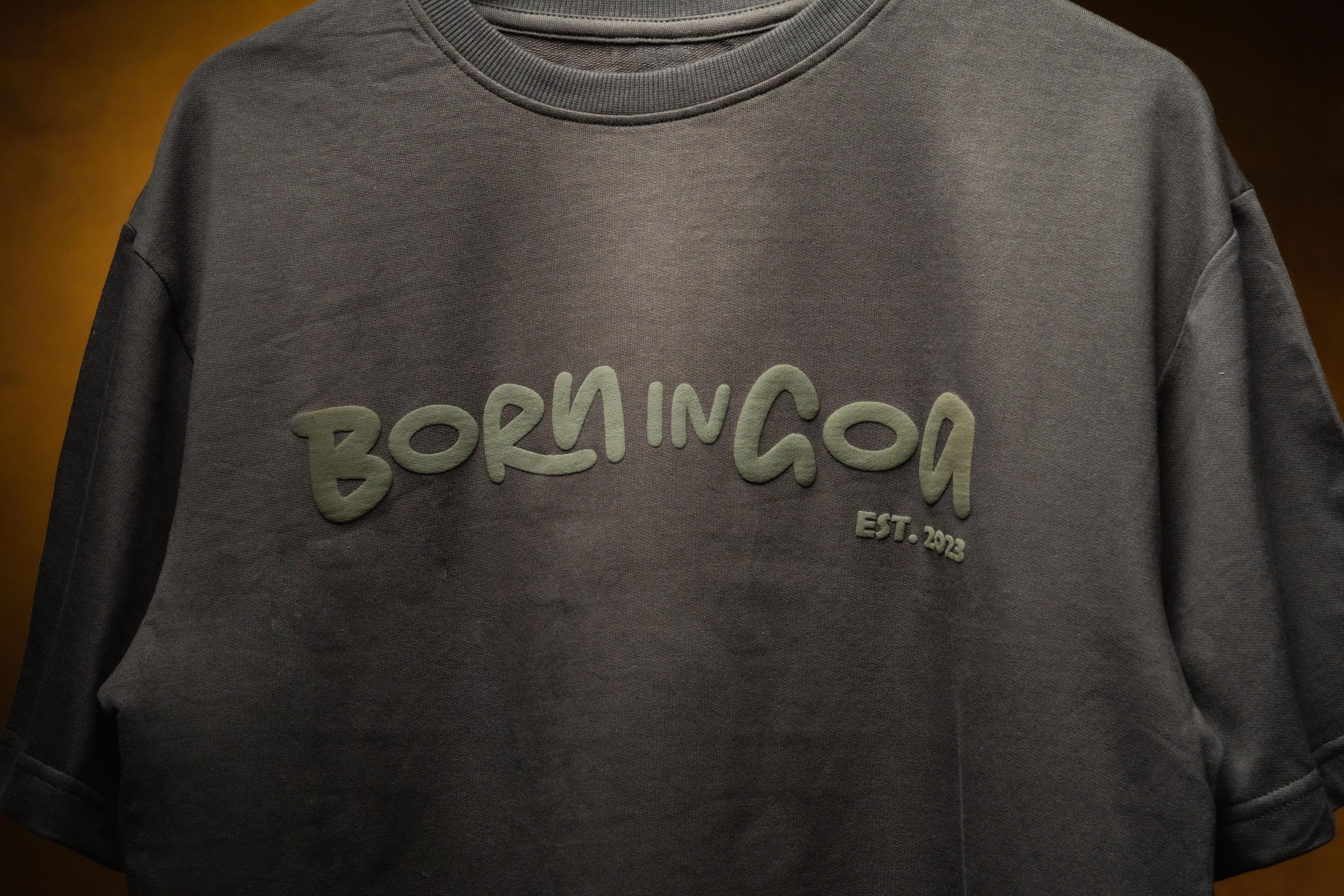 Born in Goa Essentials | Puff Print Unisex Fit Dark Grey