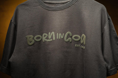 Born in Goa Essentials | Puff Print Unisex Fit Dark Grey