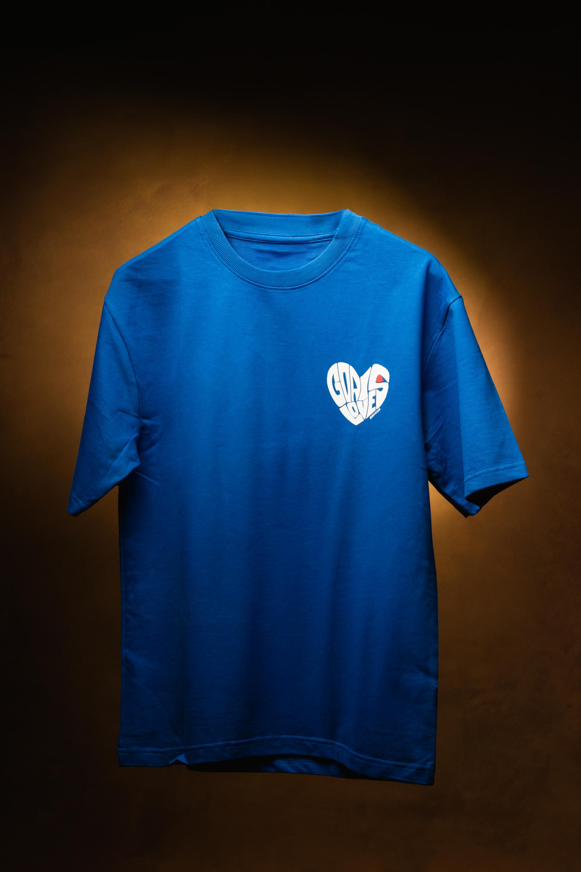 Goa is love puffed heart Oversized t-shirt (Royal Blue)
