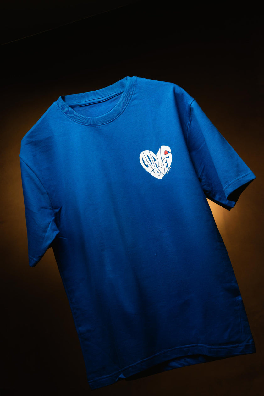Goa is love puffed heart Oversized t-shirt (Royal Blue)