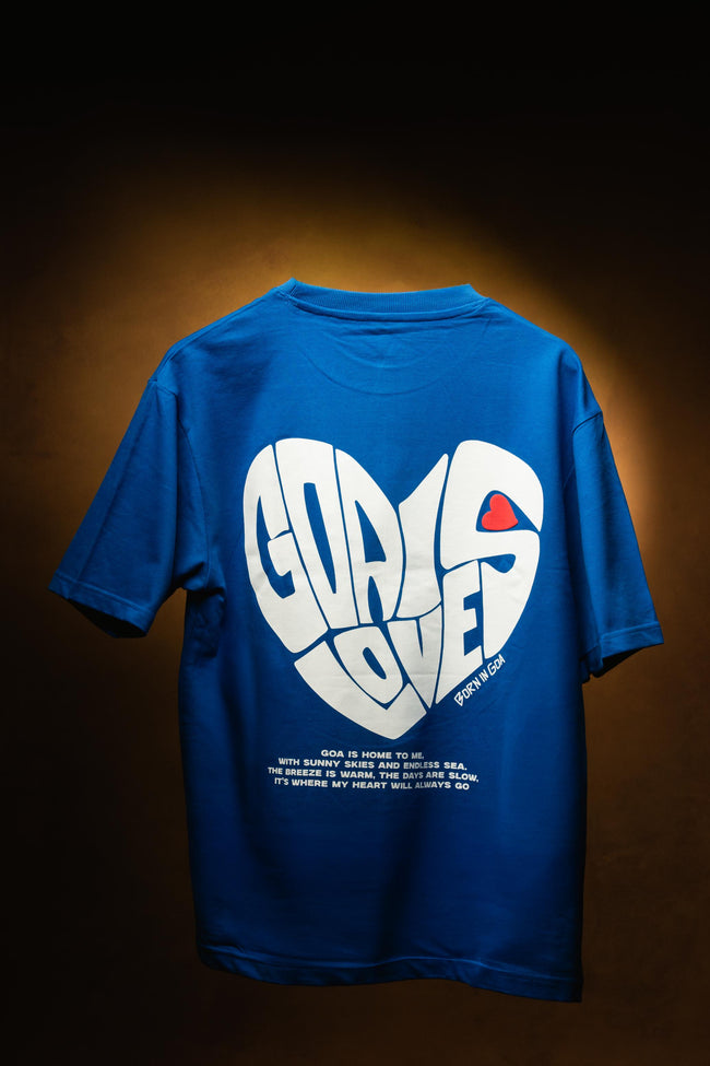 Goa is love puffed heart Oversized t-shirt (Royal Blue)