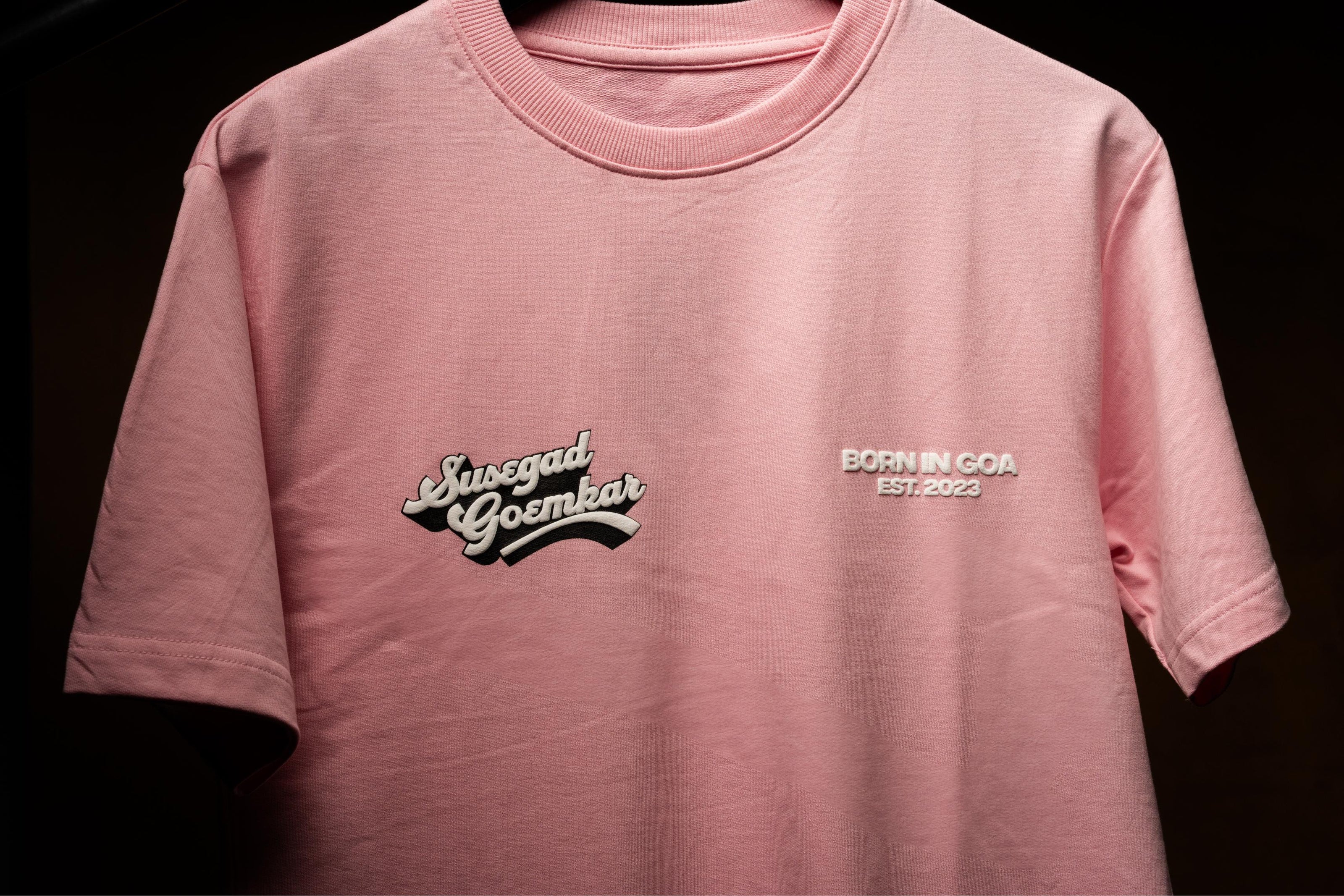 Ultra Premium Susegad Goemkar Tee – Pink | Puff Print Unisex Fit