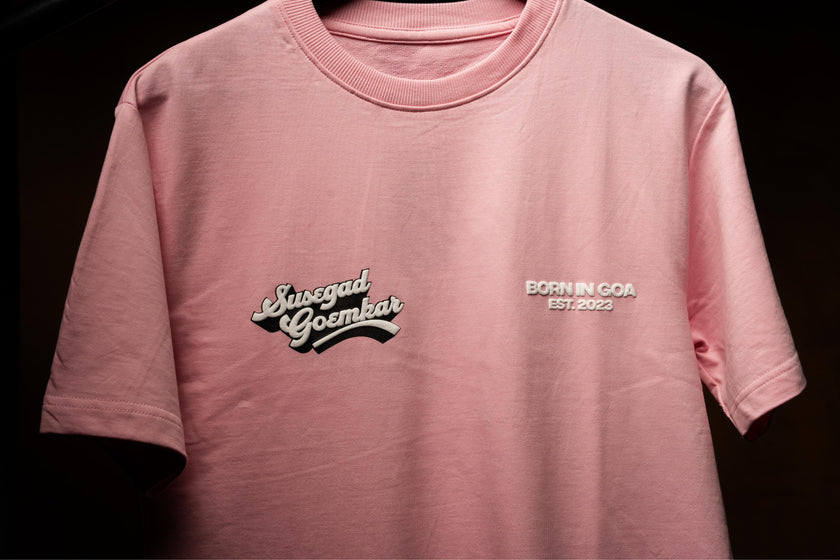 Ultra Premium Susegad Goemkar Tee – Pink | Puff Print Unisex Fit